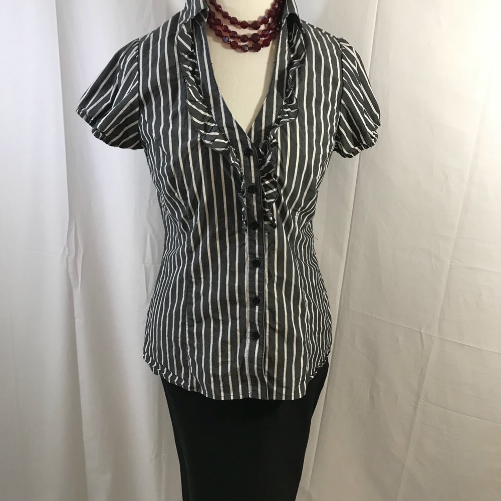 Wrapper Brand Striped Sexy Ruffle Button